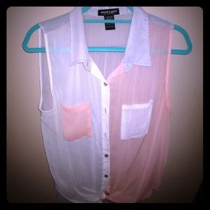 Sheer Sleeveless Button Down